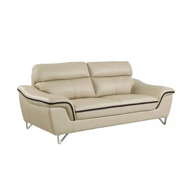 Home Roots Charming Beige Leather Sofa 36 Inch Modern Living Room Furniture MEWE