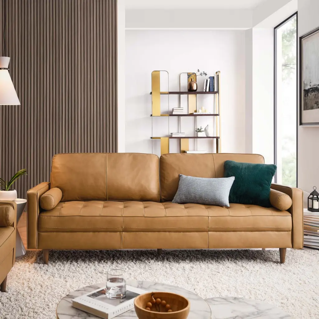 Modway Valour 88 Leather Sofa Tan