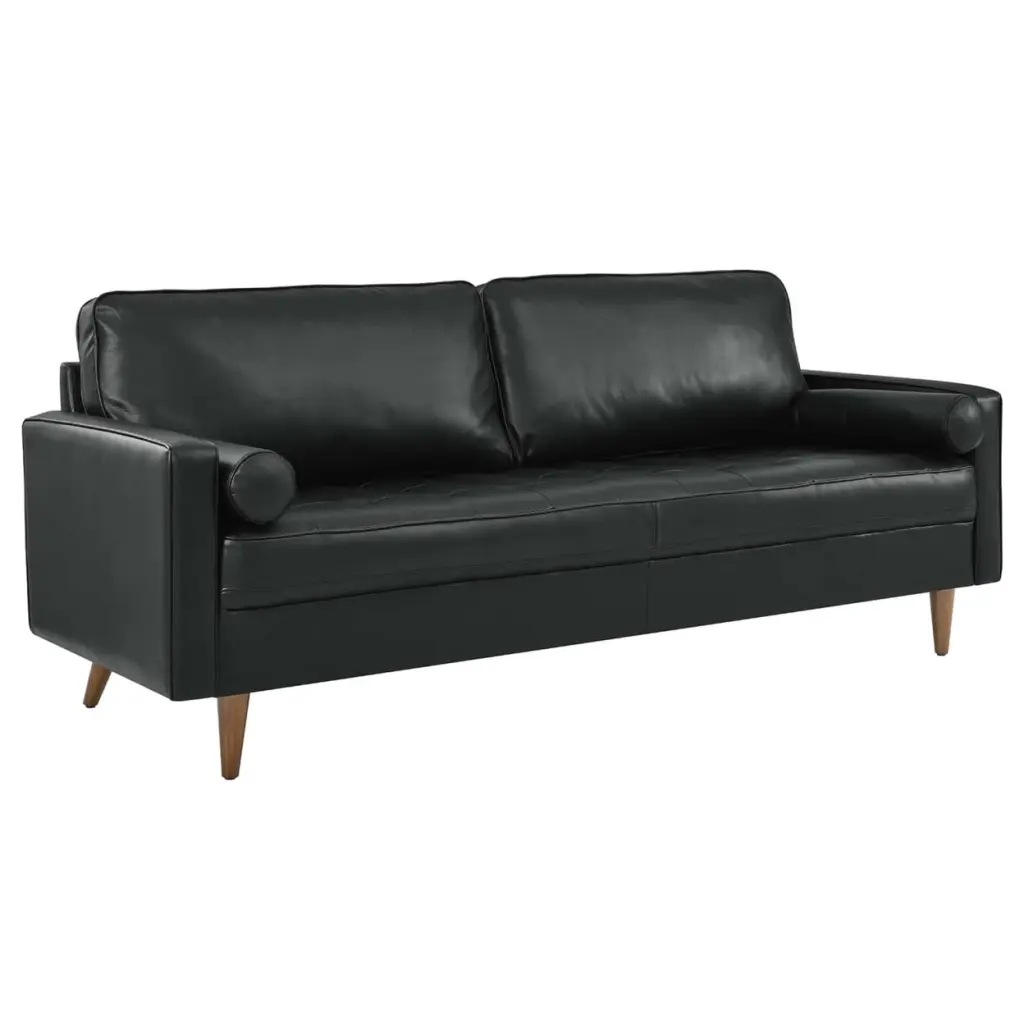 Valour 81 Black Leather Sofa EEI-4634-BLK Contemporary Design Modway