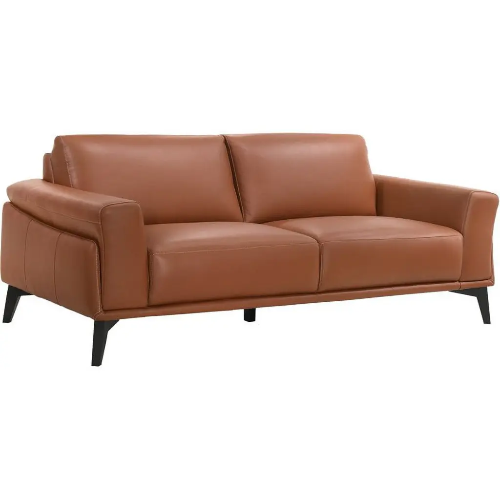 New Classic Furniture Como Terracotta Orange Leather Upholstered Sofa