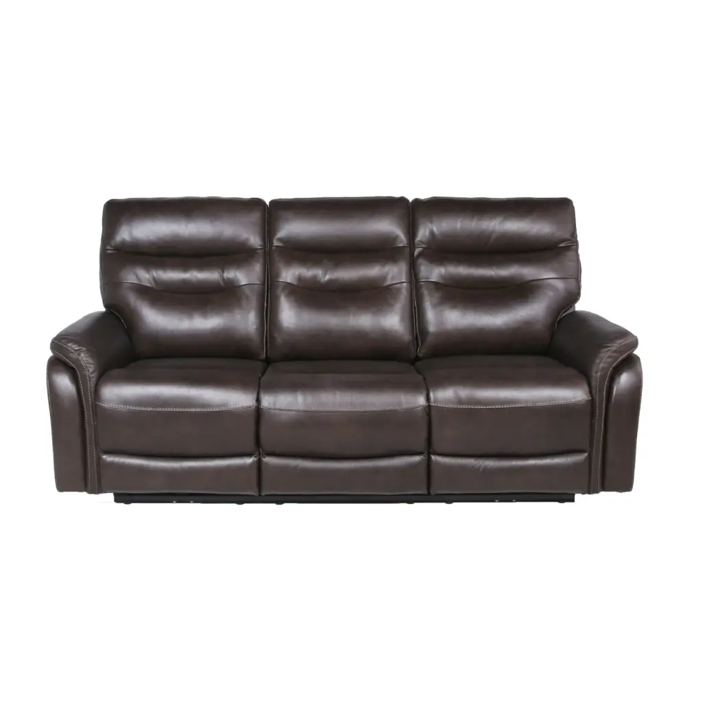 Contemporary Top-Grain Leather Motion Sofa Rich Coffee Color Reclining Footrests and USB Port Ponnky