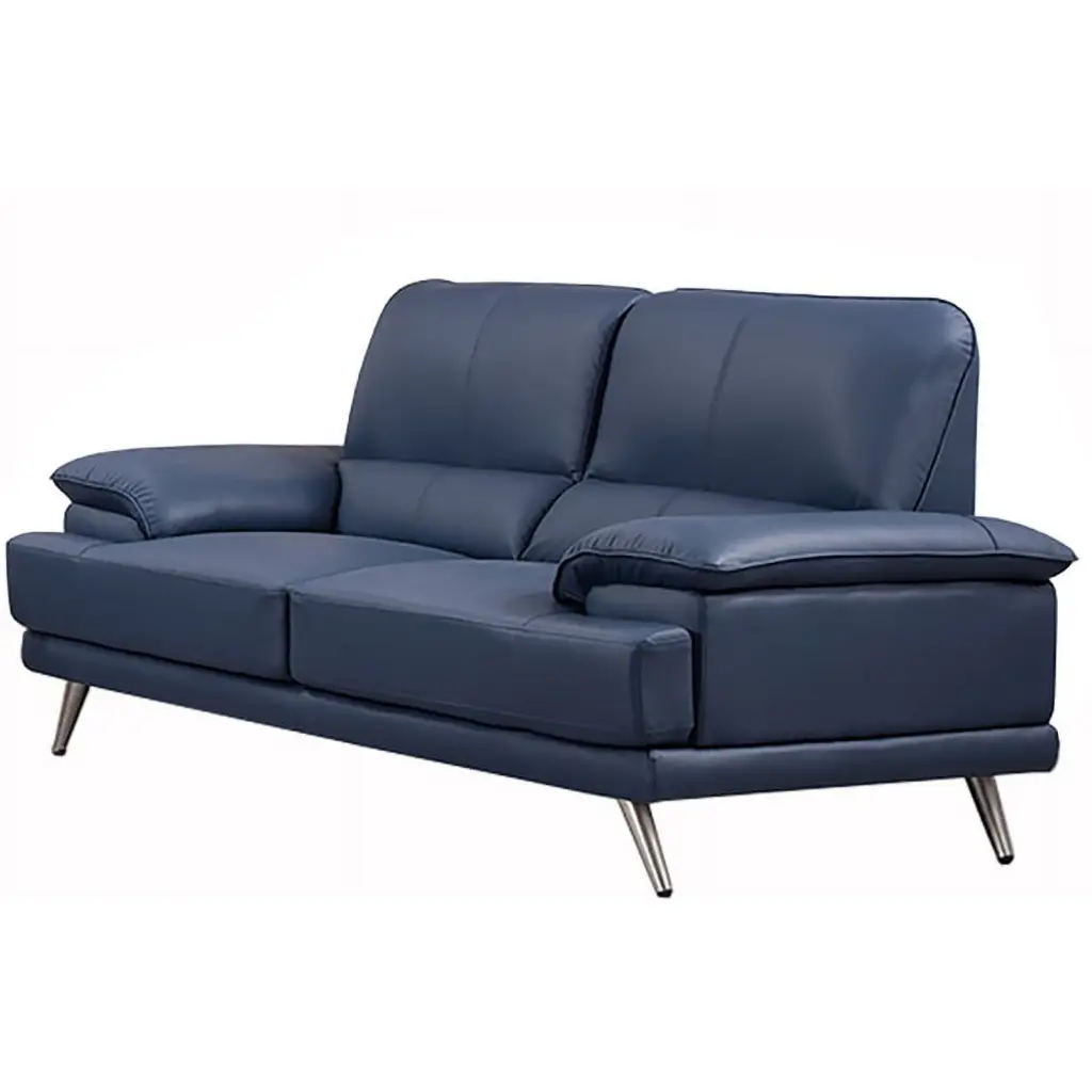 American Eagle Furniture Top Grain Leather Loveseat Navy Blue Premium Sofa