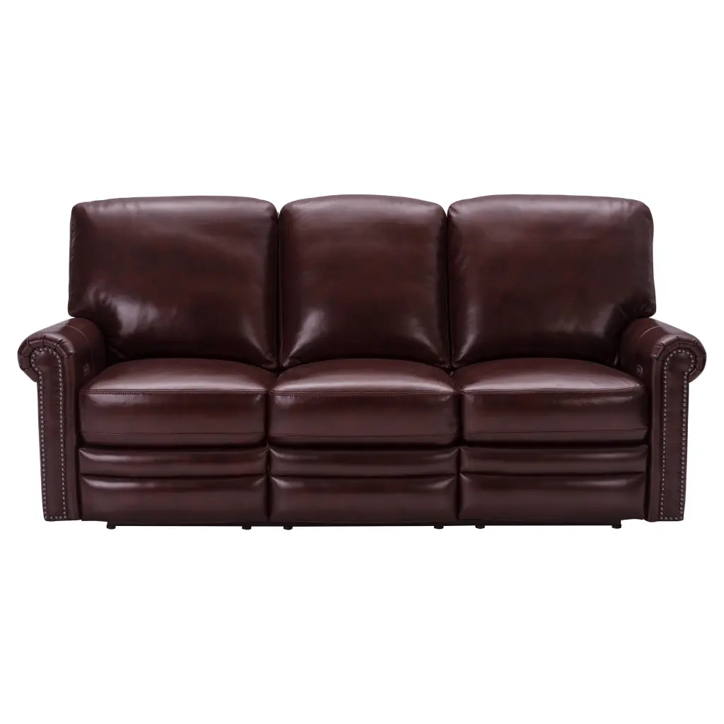 Home Meridian Grant Leather Power Reclining Sofa Deep Merlot Red - Comfortable Living Room Seating