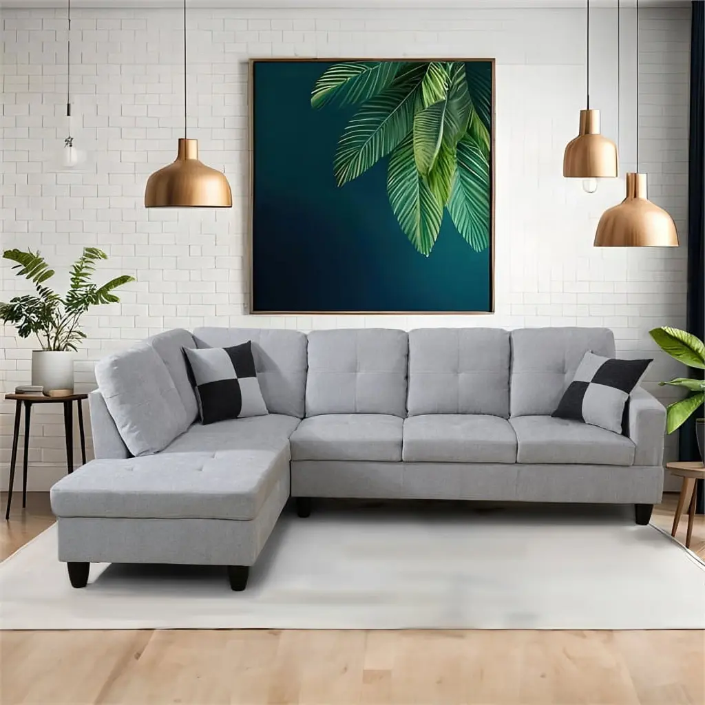 Star Home Living Tracy Flannelette Fabric Left Facing Sectional Sofa Gray