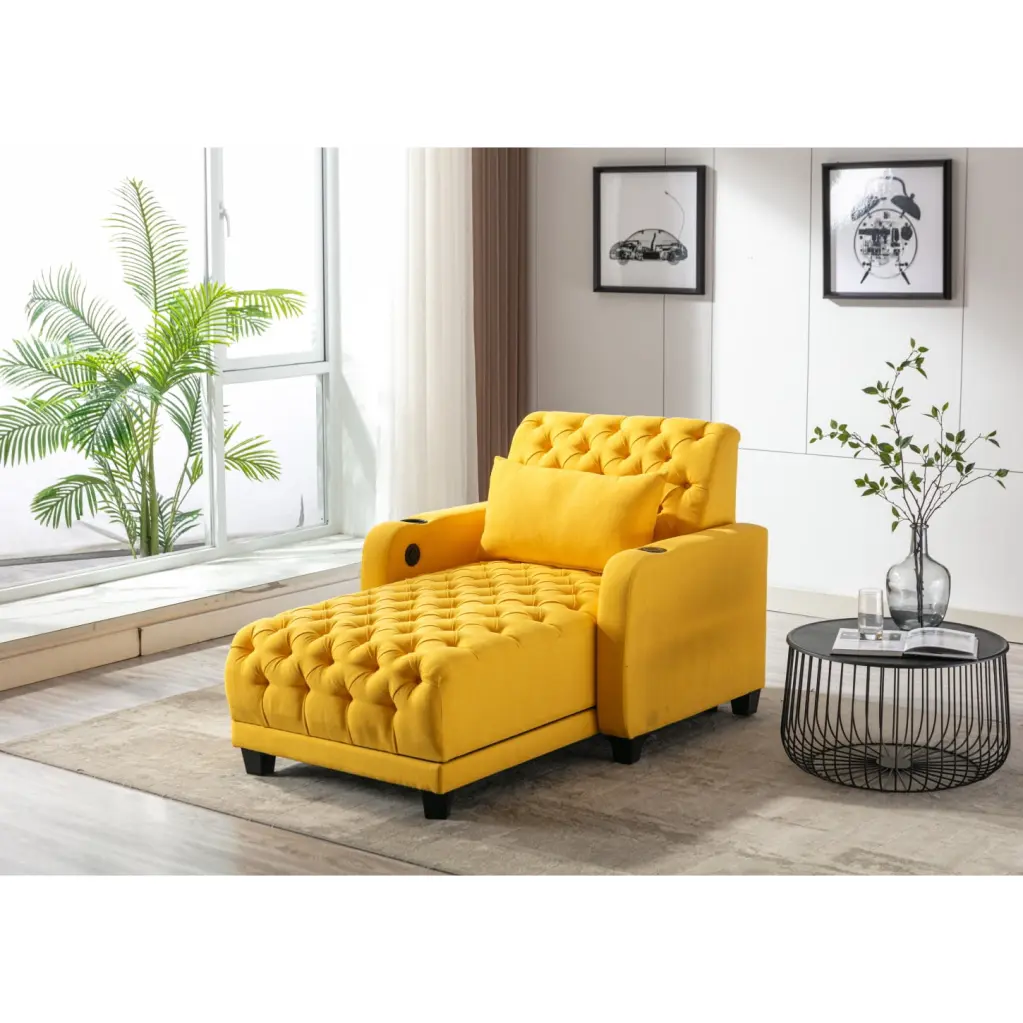 Elegant Vibrant Yellow Barrel Design Leisure Sofa HATNOKIL
