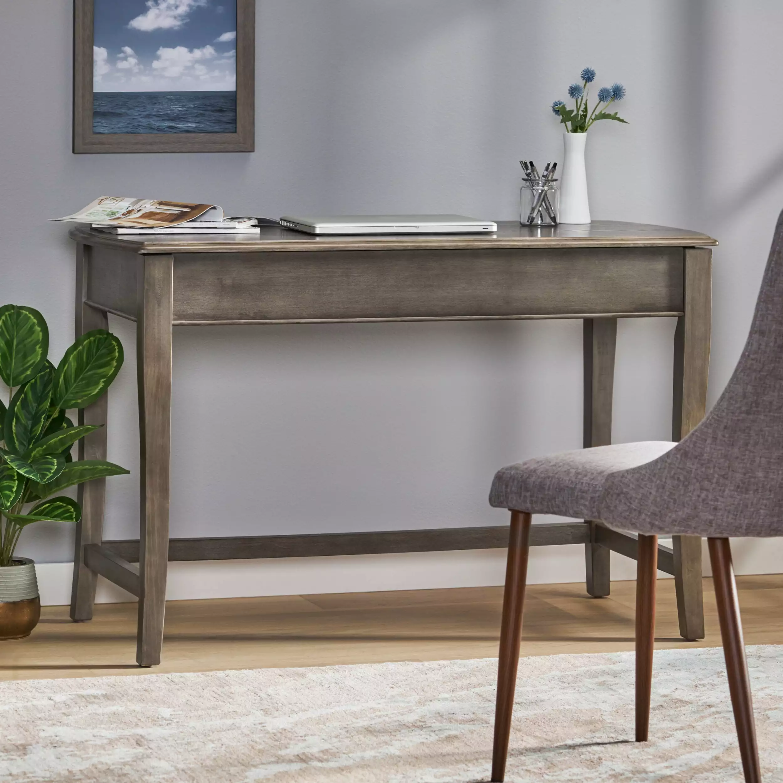 Lift-Top Desk Grey MDF Home Office Workspace SMHZ