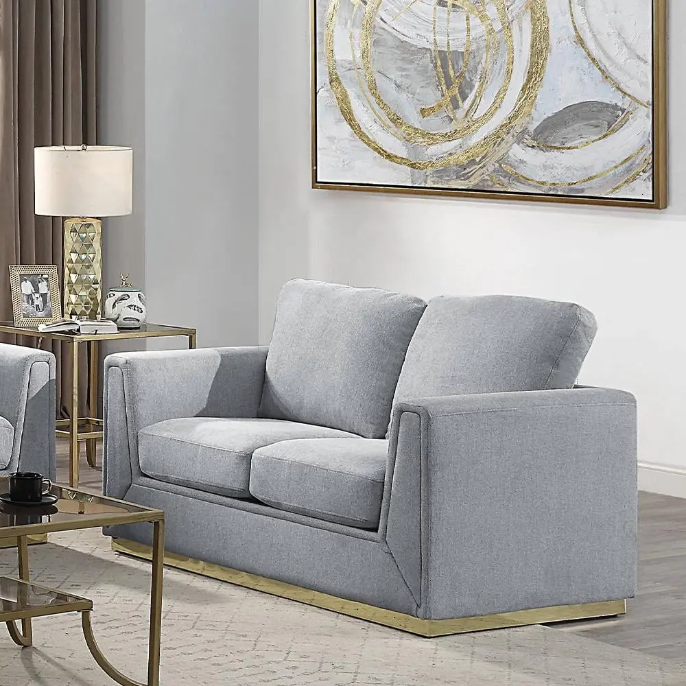 Acme Valin Loveseat Gray Linen Elegant Living Room Acme Furniture