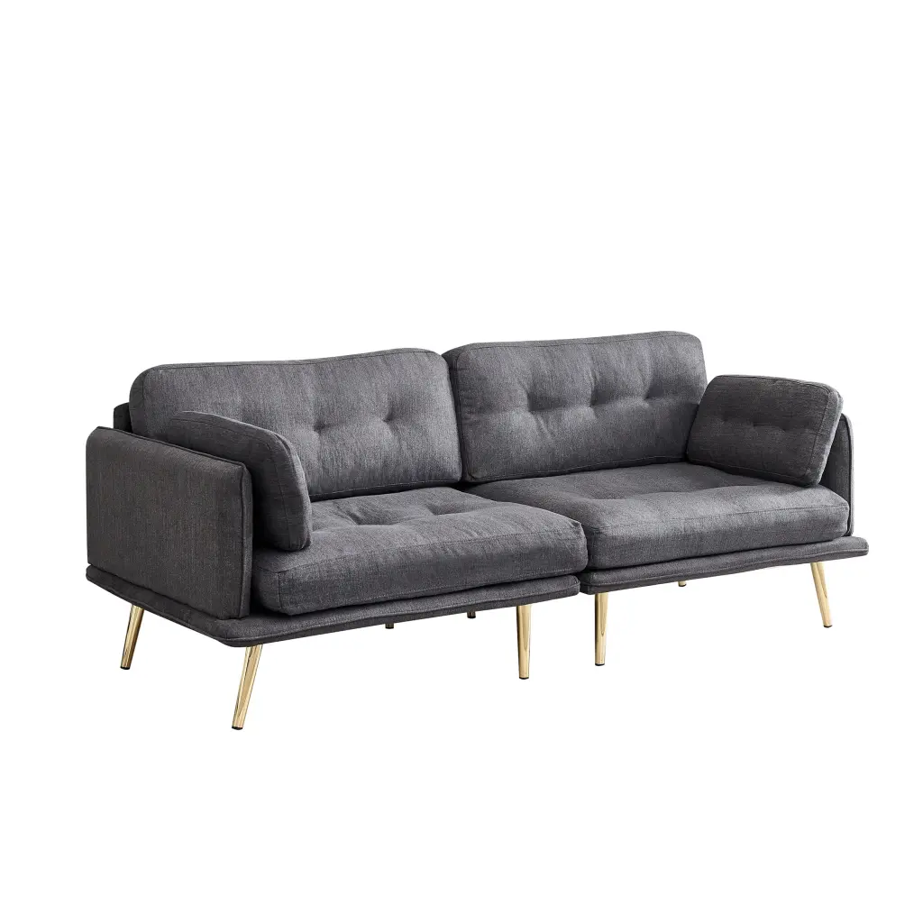 78.7 Cotton Linen Fabric Sofa Couch - Classic Upholstered Loveseat Gold Metal Legs Bed Bath & Beyond