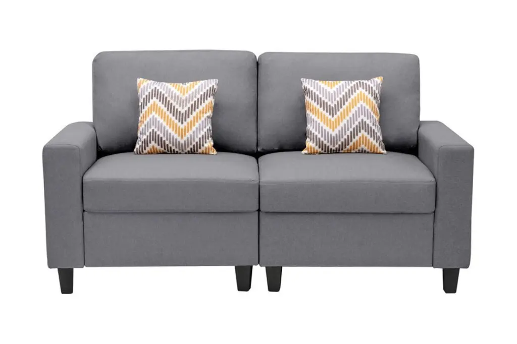 Nolan Gray Linen Fabric Loveseat Pillows and Interchangeable Legs - Versatile and Comfortable Go Green Woods