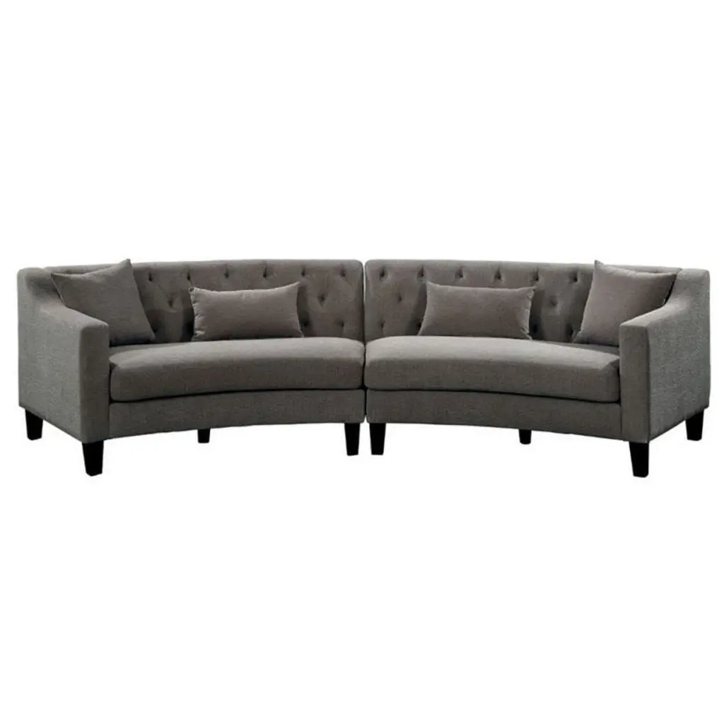 Bowery Hill Contemporary Soft Linen Fabric Sectional Warm Gray