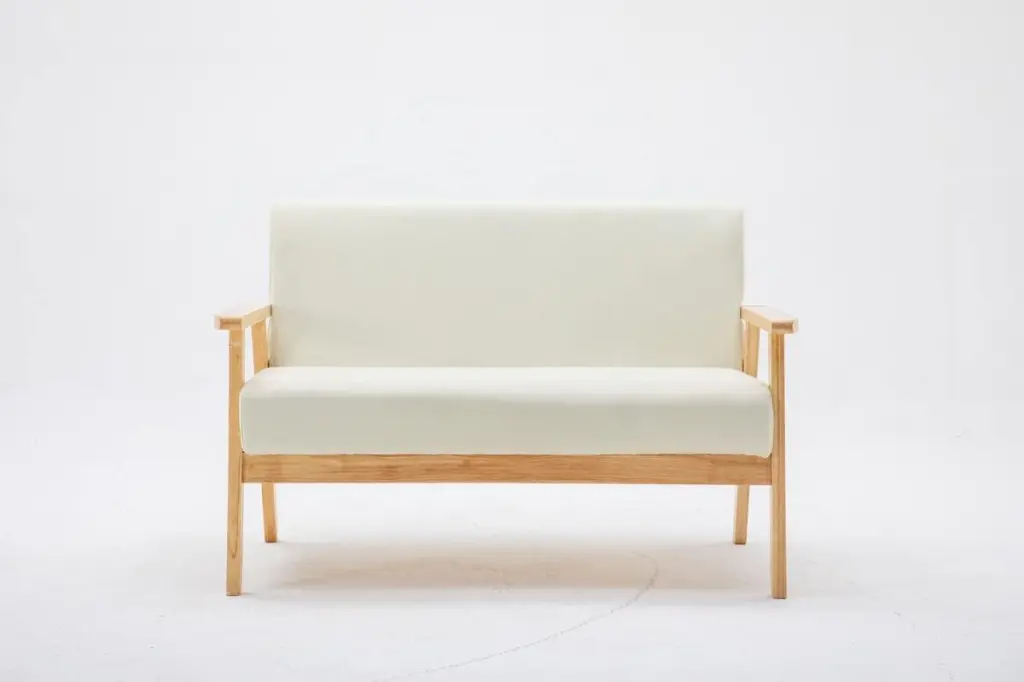 Elegant Bahamas Beige Linen Fabric Loveseat Living Room