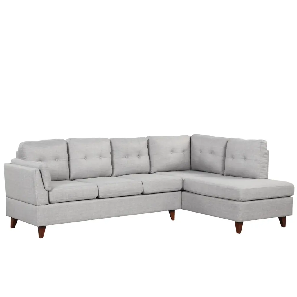 Sophisticated 97.2 Inch L-Shape Linen Fabric Sectional Sofa Chaise Lounge Gray HATNOKIL