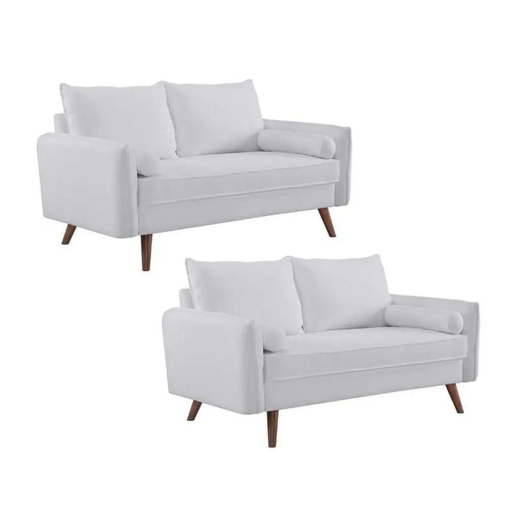 Home Square 2 Piece Contemporary Polyester Loveseat Set White