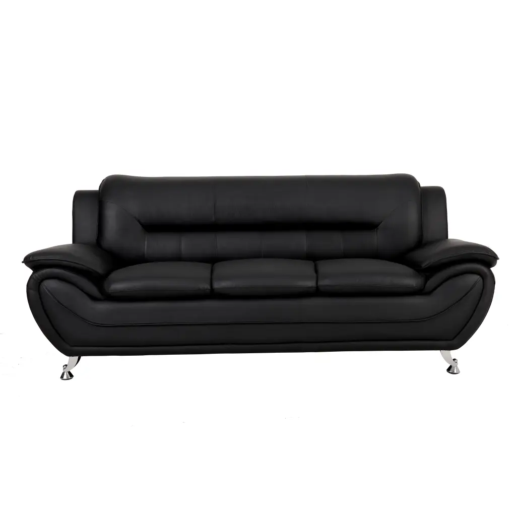 Faux Leather Contemporary Living Room Sofa Grey Modern Comfortable Couch Alexent