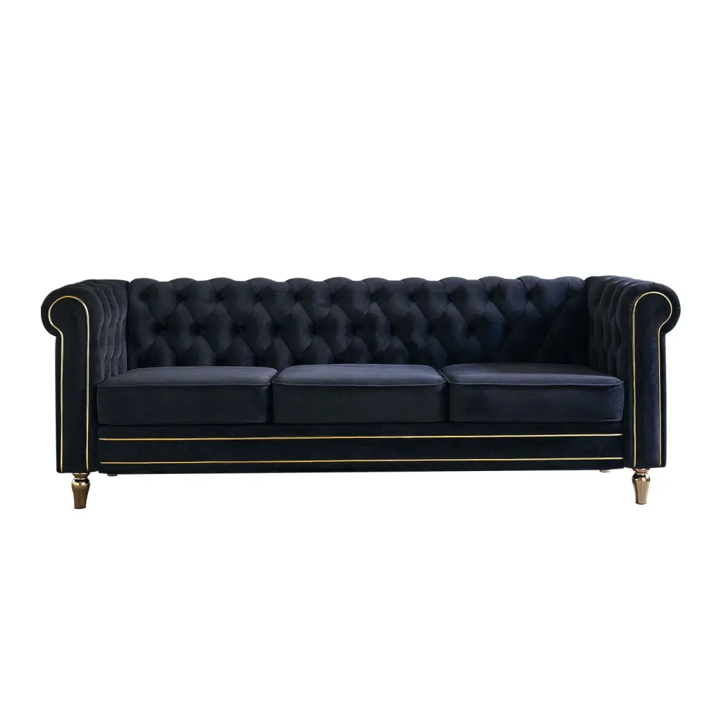 CoSoTower 84.65 Inch Velvet Sofa Living Room Black