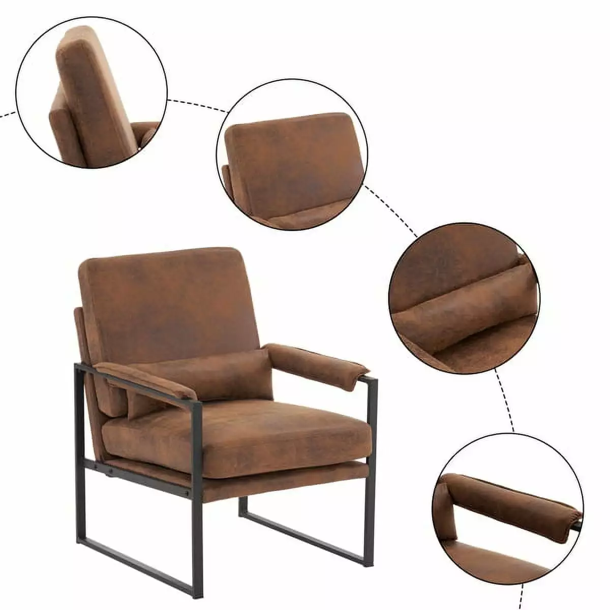 Single Iron Frame Chair Orange Bronzing Cloth Indoor Leisure Chair YTTX