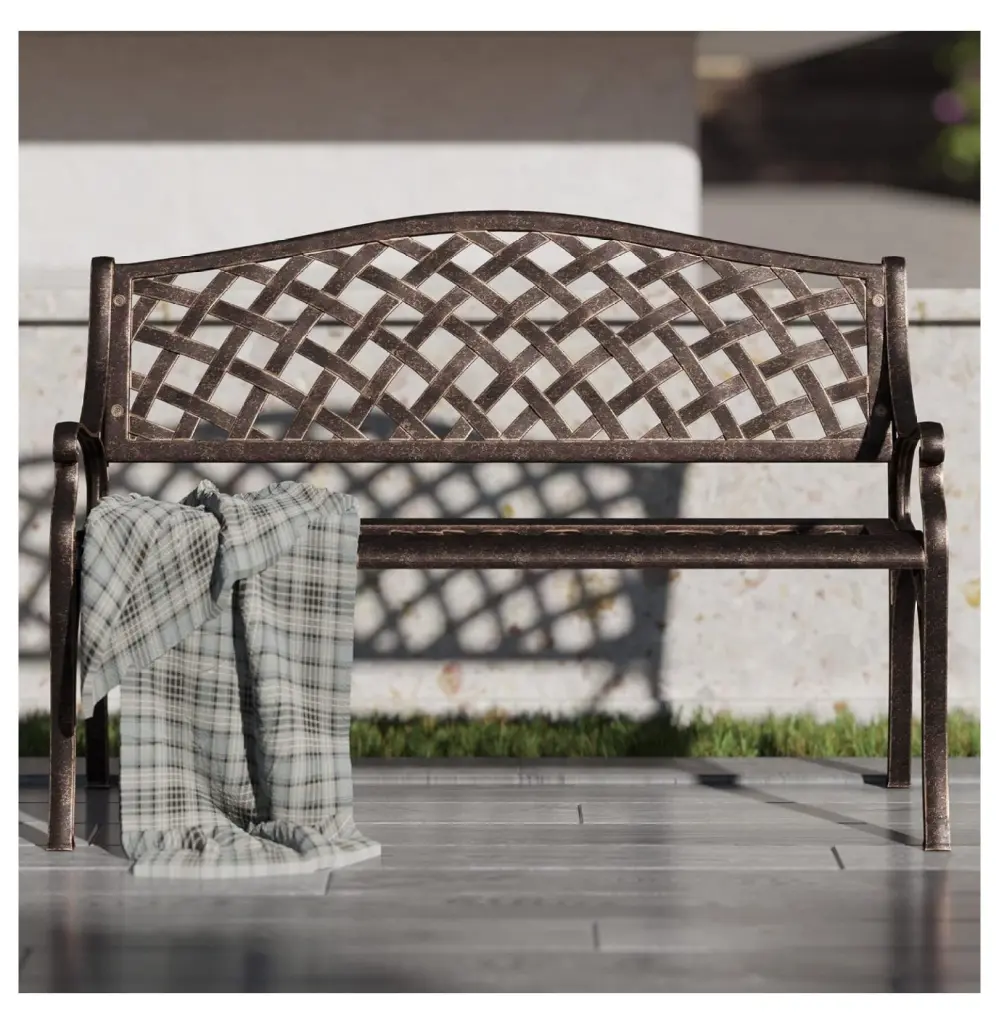 Zazesaby 40 Inch Cast Aluminum Patio Loveseat Bench Outdoor Garden Park