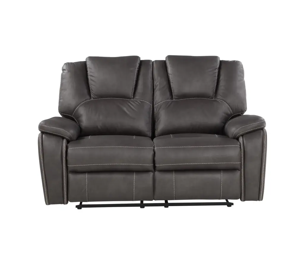 Steve Silver Katrine Faux Leather Reclining Loveseat Charcoal Modern Recliner Sofa Steve Silver Co.