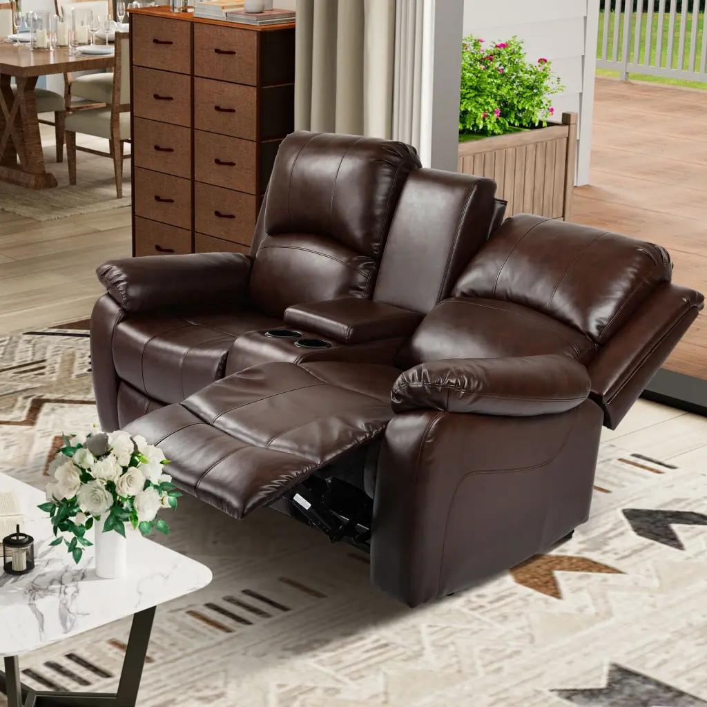 ZGBY Loveseat Recliner Manual Double Sofa Home Theater Seating Storage Console ZGBY Home Products