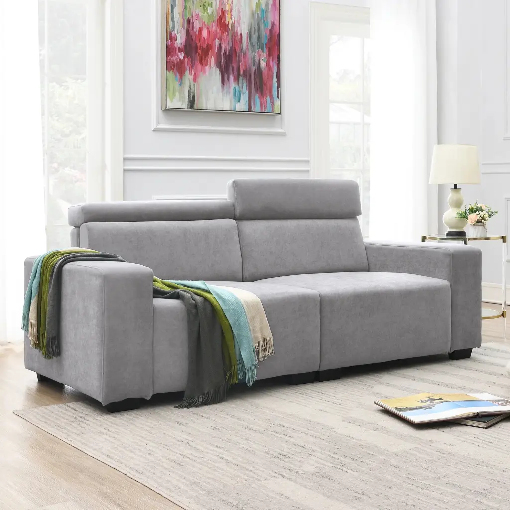 87x34.2 2-Seater Sectional Sofa Adjustable Headrest Velvet Loveseat Living Room unknown