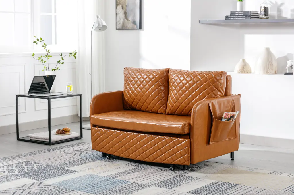 Homiyad Convertible Sleeper Sofa Bed Modern Velvet Loveseat Headboard