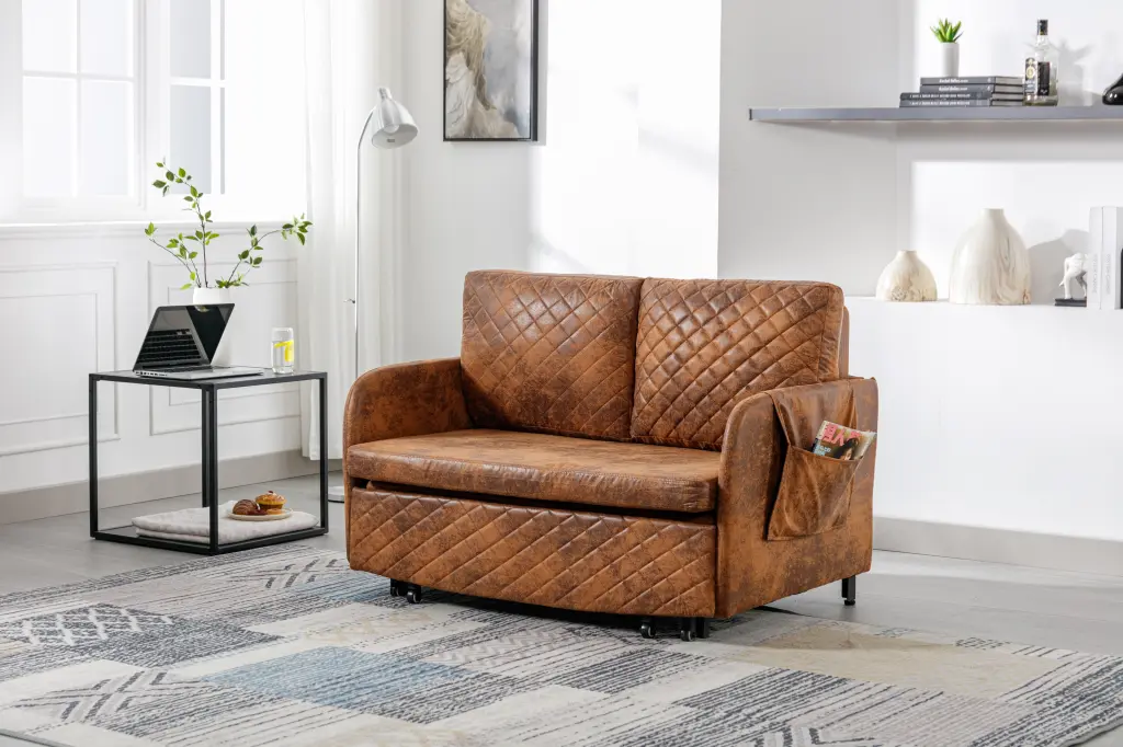 Homiyad Convertible Sleeper Sofa Bed Modern Velvet Loveseat Headboard