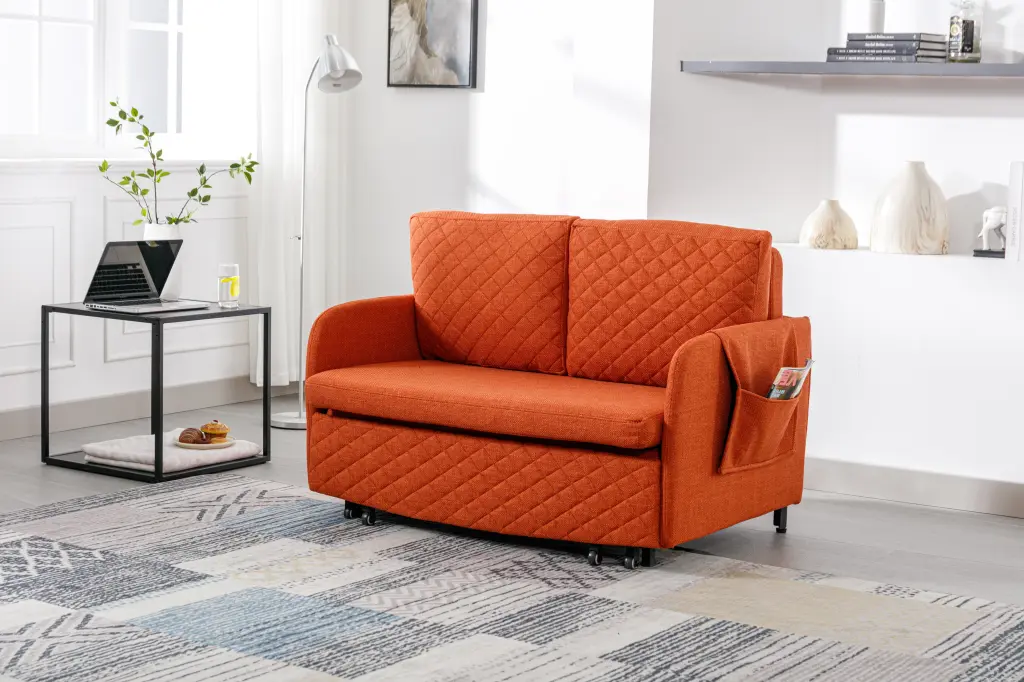 Homiyad Convertible Sleeper Sofa Bed Modern Velvet Loveseat Headboard