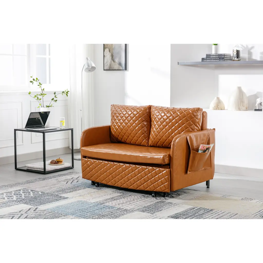 47.64 Modern Convertible Sleeper Loveseat Sofa Bed Headboard and Side Pockets Bed Bath & Beyond