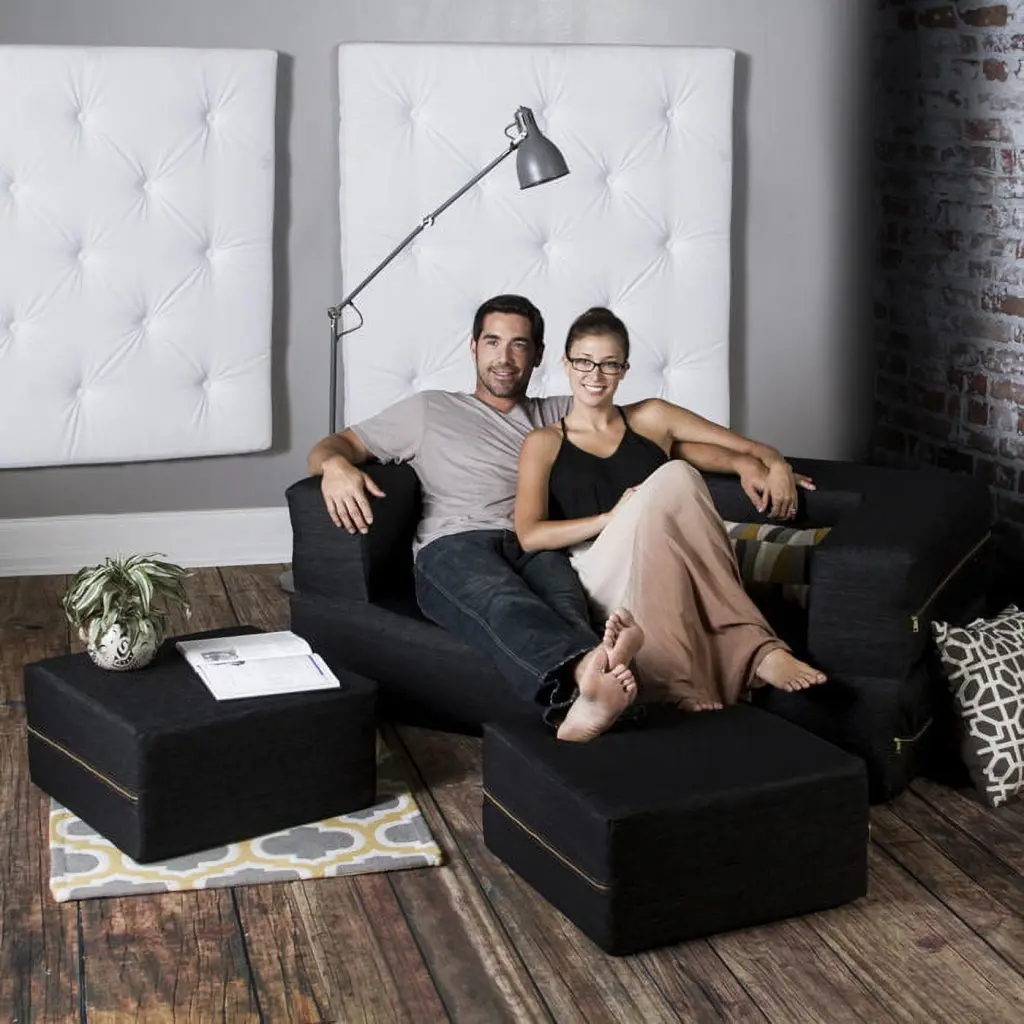 Jaxx Zipline Convertible Sleeper Loveseat Ottomans Modern Multi-Functional Sofa