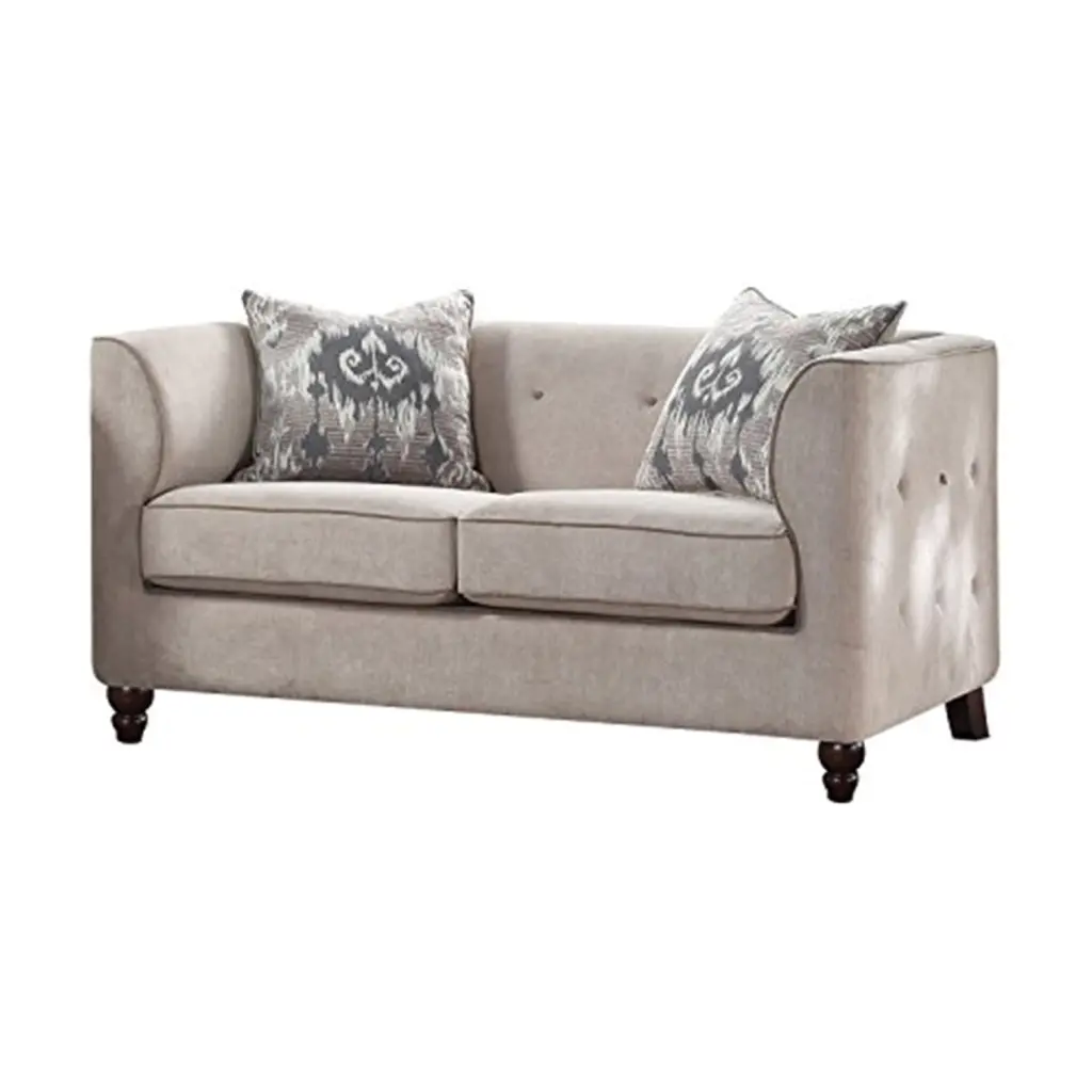 ACME Cyndi Loveseat 2 Pillows Tan Velvet Acme Furniture
