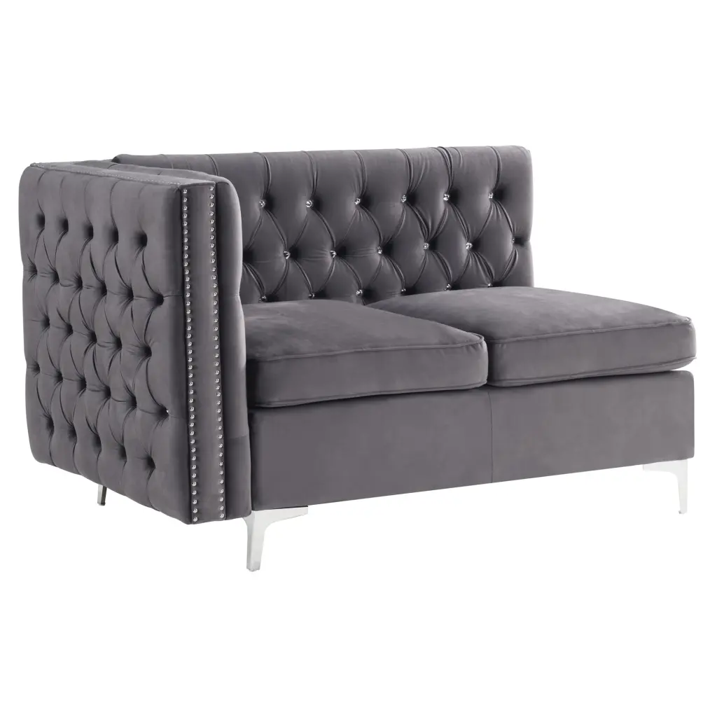 ACME Jaszira Armless Modular Loveseat 2 Pillows Gray - Modern Two Seater Sofa Acme Furniture