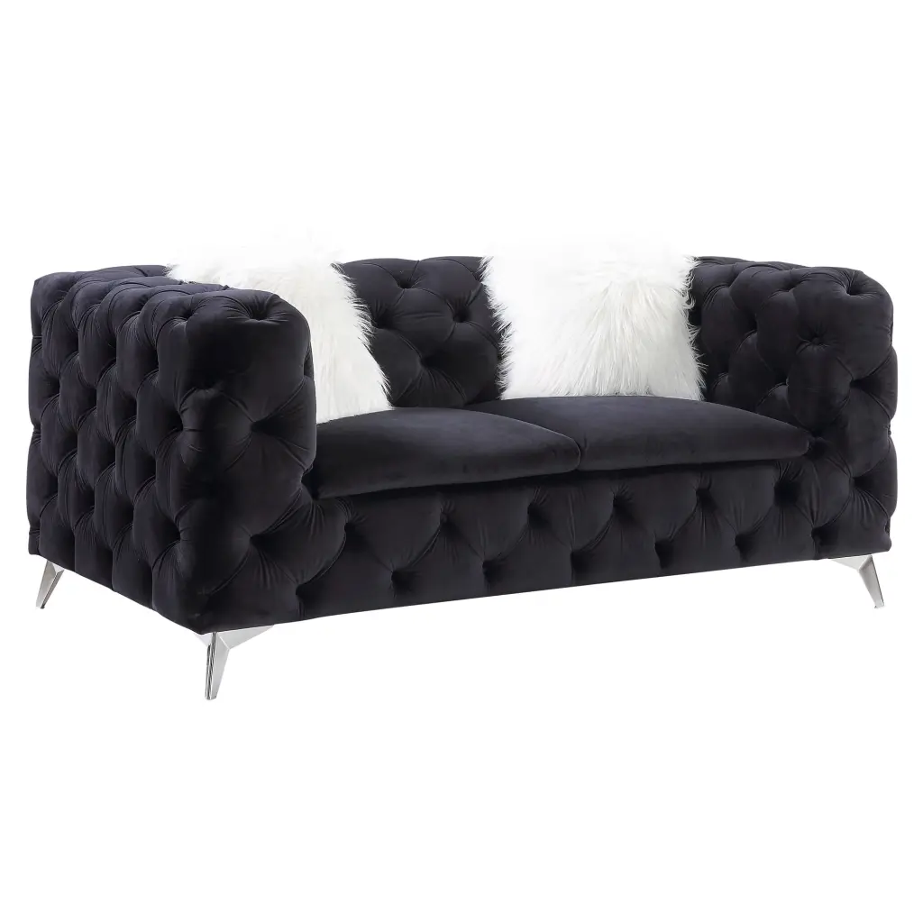 ACME Phifina Loveseat 2 Pillows Black Contemporary Living Rooms Acme Furniture