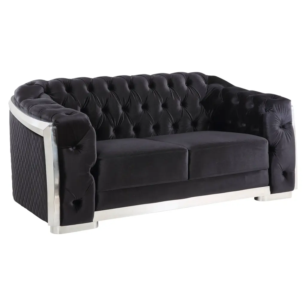 ACME Pyroden Loveseat Black and Chrome - Sleek Modern Design Contemporary Homes Acme Furniture