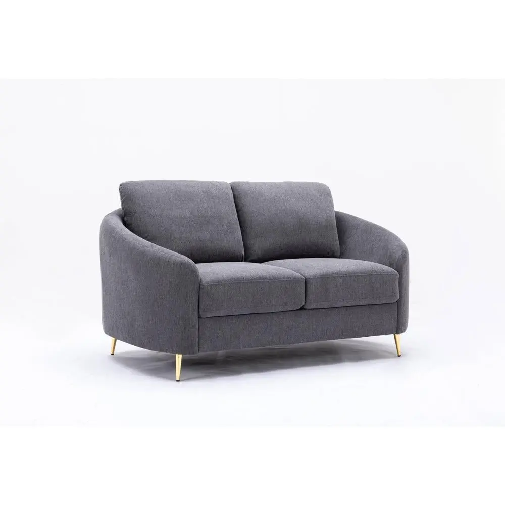 ACME Yuina Upholstery Wooden Frame Loveseat Metal Legs Gray and Gold Contemporary Living Room Furniture Acme Furniture