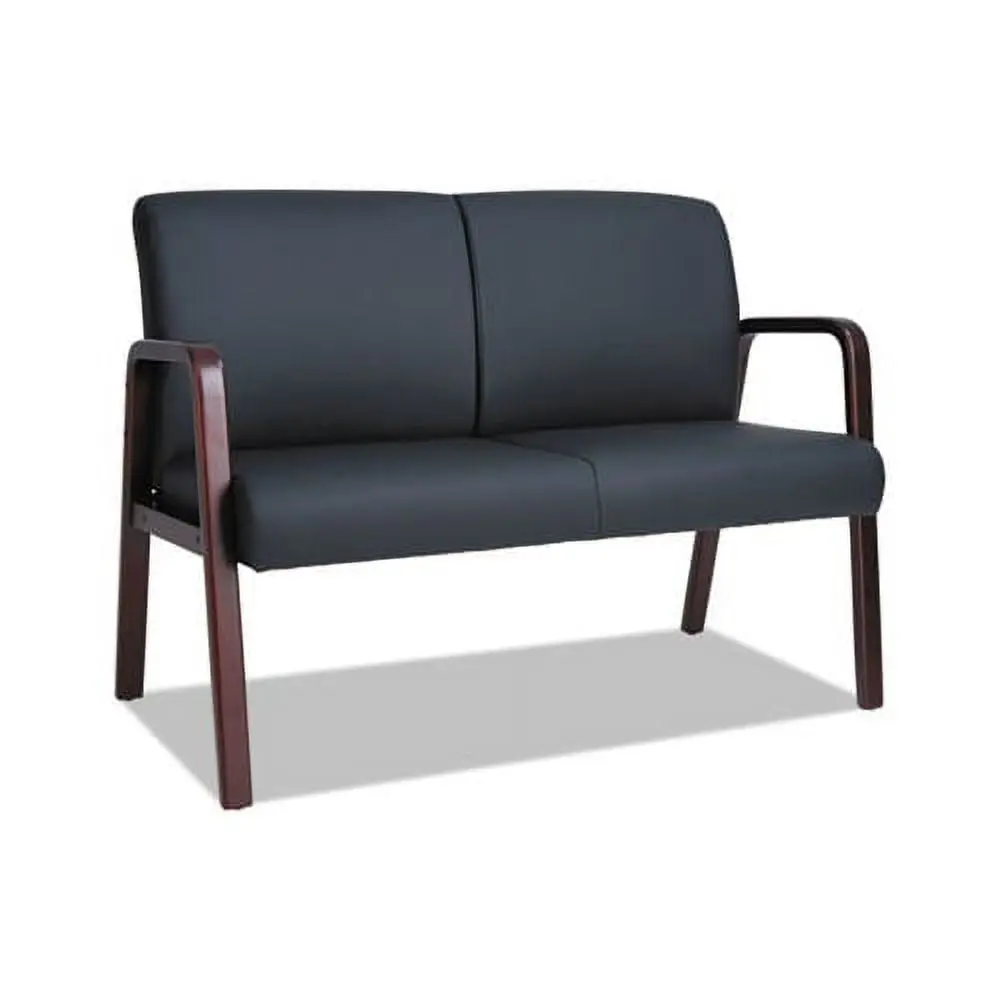 Reception Lounge Series Wood Loveseat 44.88w x 26.13d x 33h Black Mahogany Alera