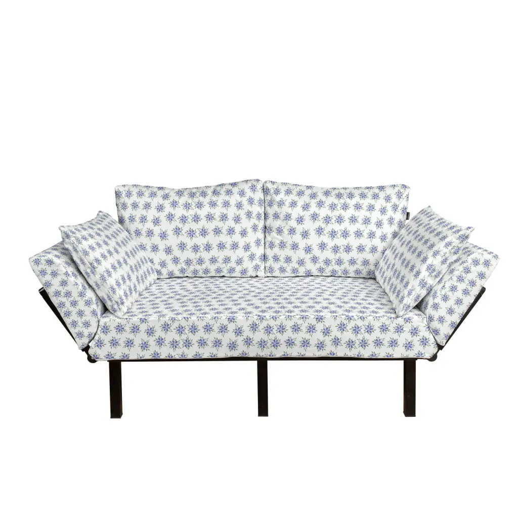 Garden Art Futon Couch Watercolor Flowers Pastel Tones Daybed Loveseat Ceil Blue Green White Ambesonne