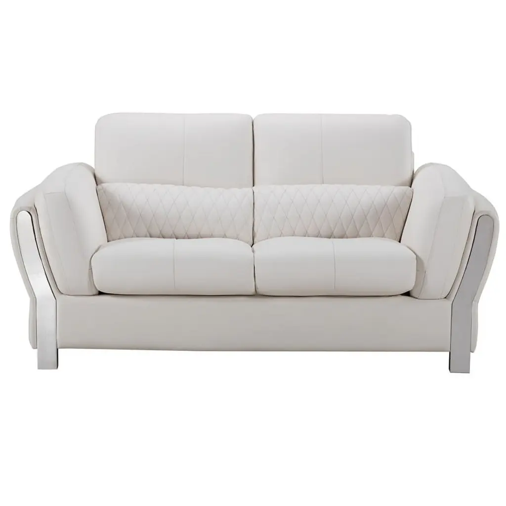 AE690 White Microfiber Leather Loveseat Modern Living Room American Eagle Furniture