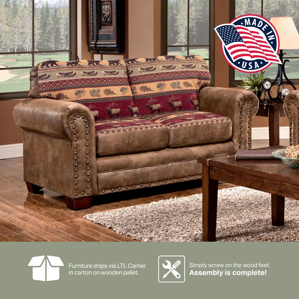 American Furniture Classics Microfiber Sierra Lodge Loveseat Brown