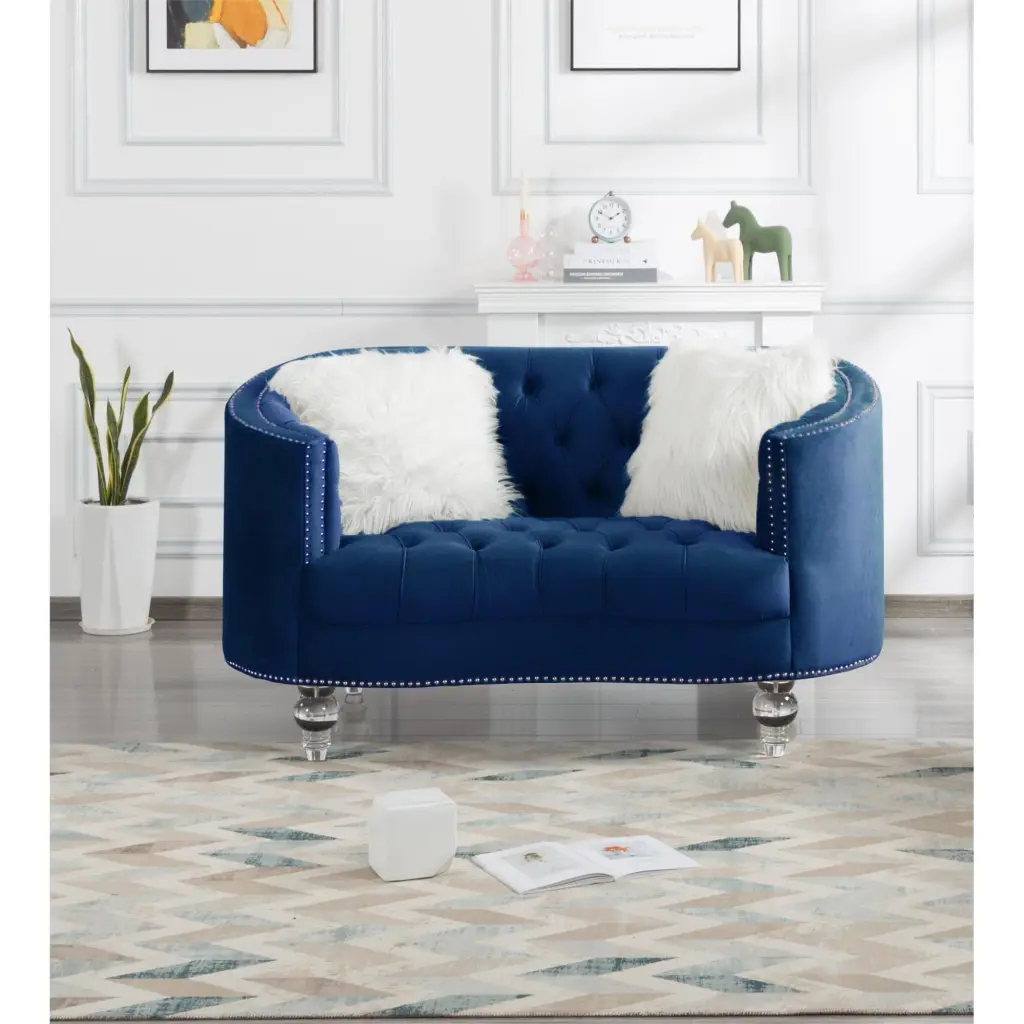 Living Room Loveseats Navy Blue Velvet - Luxurious and Soft ANTFURN