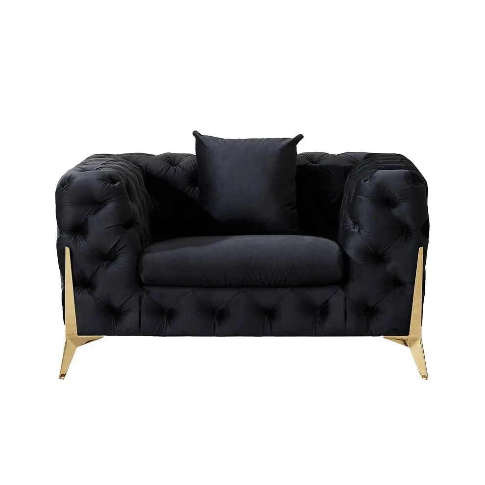 Artisan Design Black Loveseat Sleek Modern Sofa Contemporary Living Room