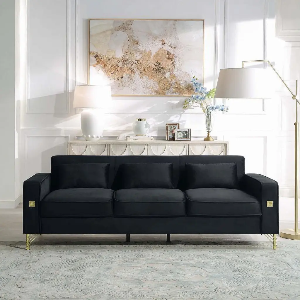 Artisan Design Loveseat Black - Handcrafted Modern Sofa Living Room