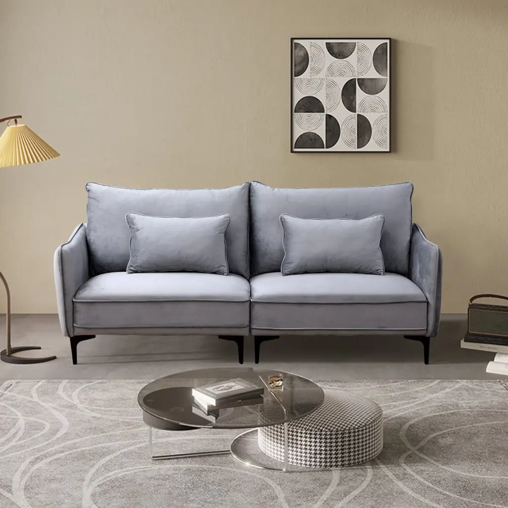 Artlia A01-JD111V1 Living Room Loveseat Sofa Couch - Comfy 3-Seat Love Seats Furniture Square Arms, Gray