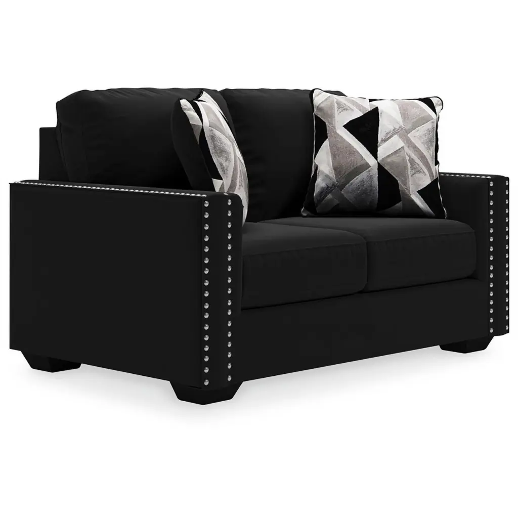 Ashley Furniture Gleston Modern Fabric & Wood Loveseat Track Arms Black