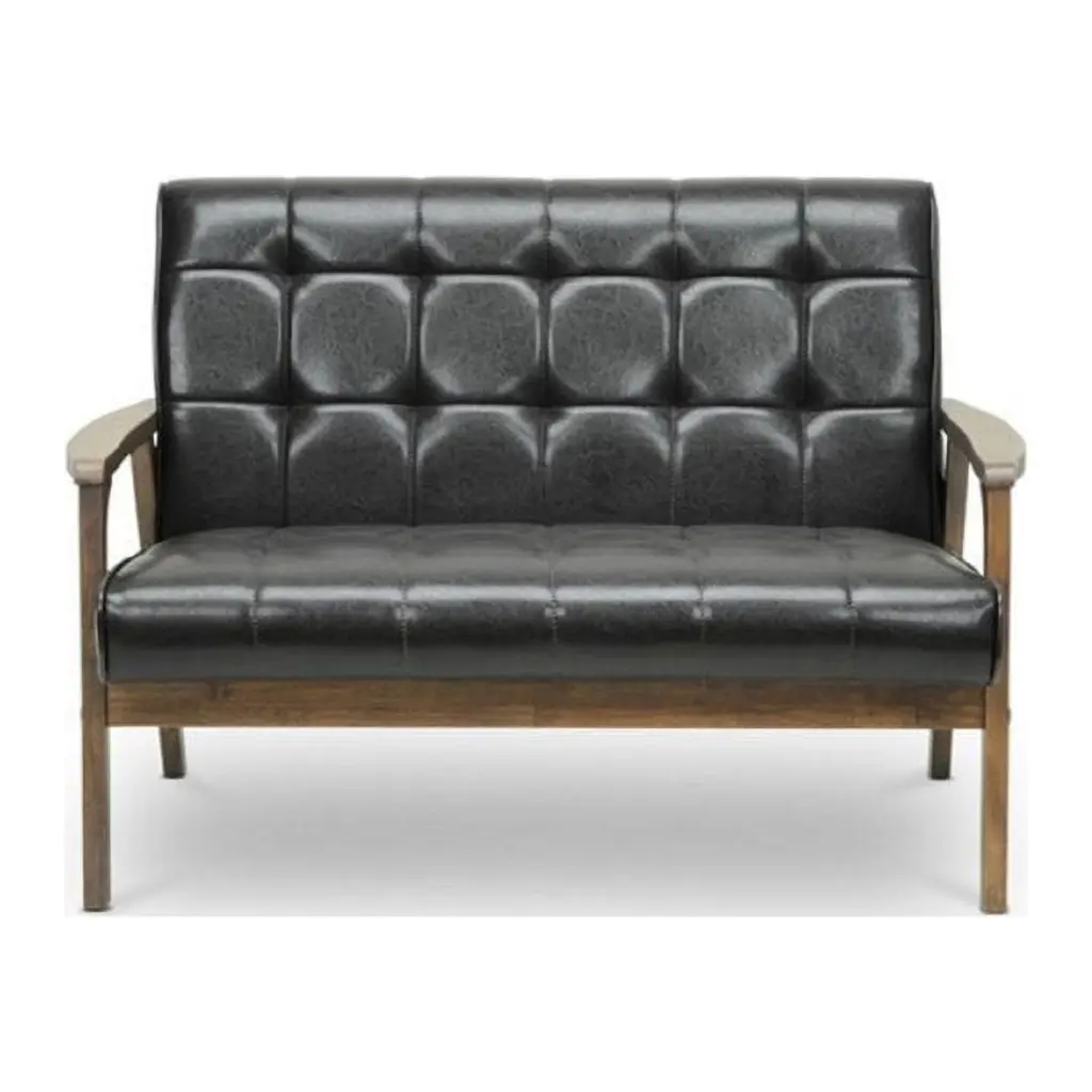 Atlin Designs Faux Leather Loveseat Brown