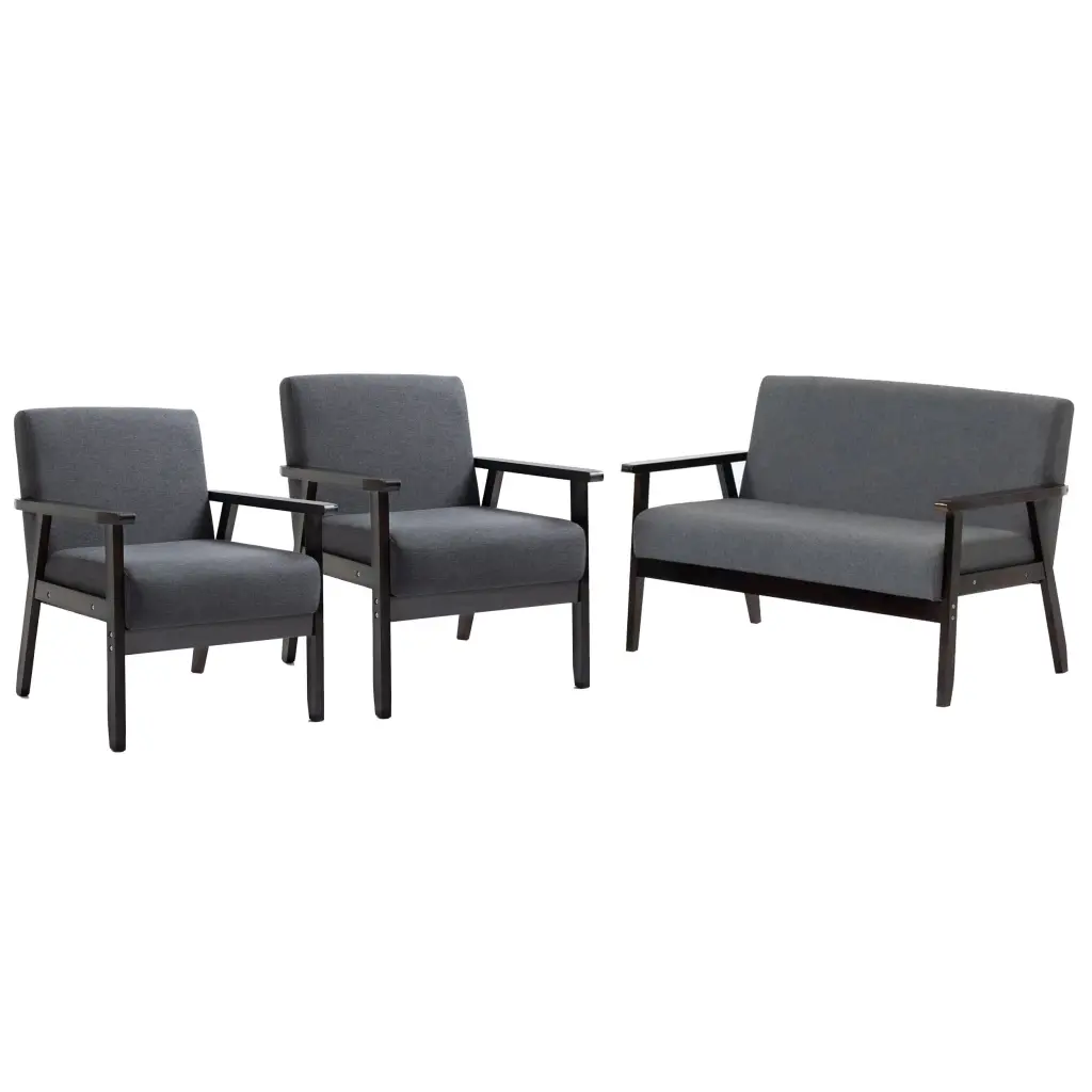 Gala 3 Piece Loveseat and Chair Set Gray Fabric Espresso Wood Frame Bed Bath & Beyond
