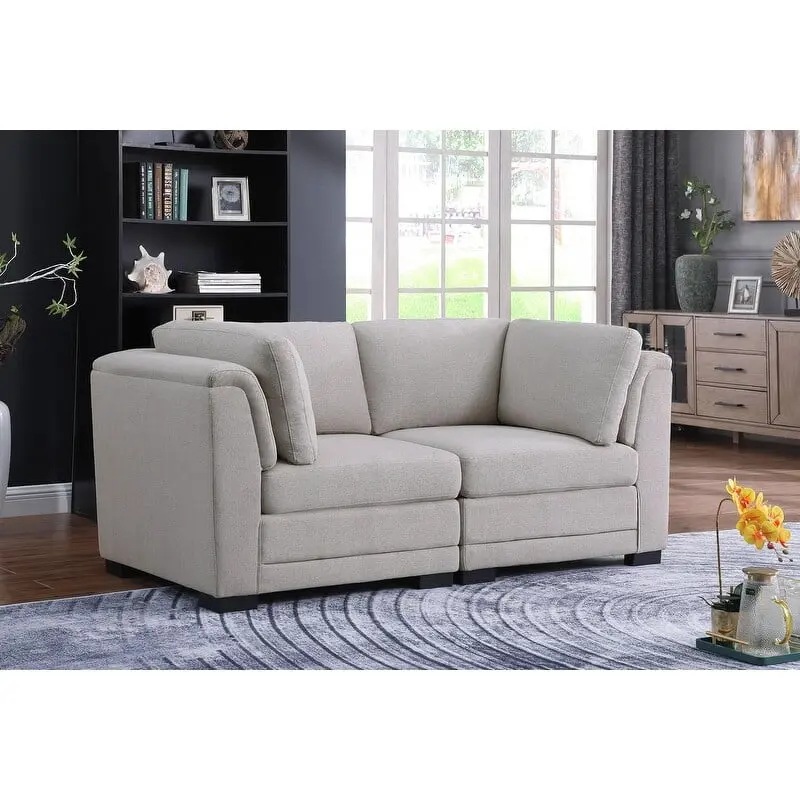 Kristin Light Gray Linen Fabric Loveseat Contemporary Living Room Couch Bed Bath & Beyond