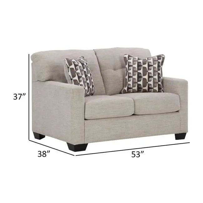 Benjara 53 Inch Joey Loveseat Tufted Back and Gray Polyester