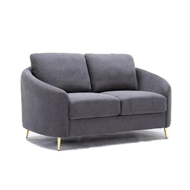Benjara 60 . Nial Linen Upholstery Pine Wood Smooth Legs Loveseat Gray & Gold