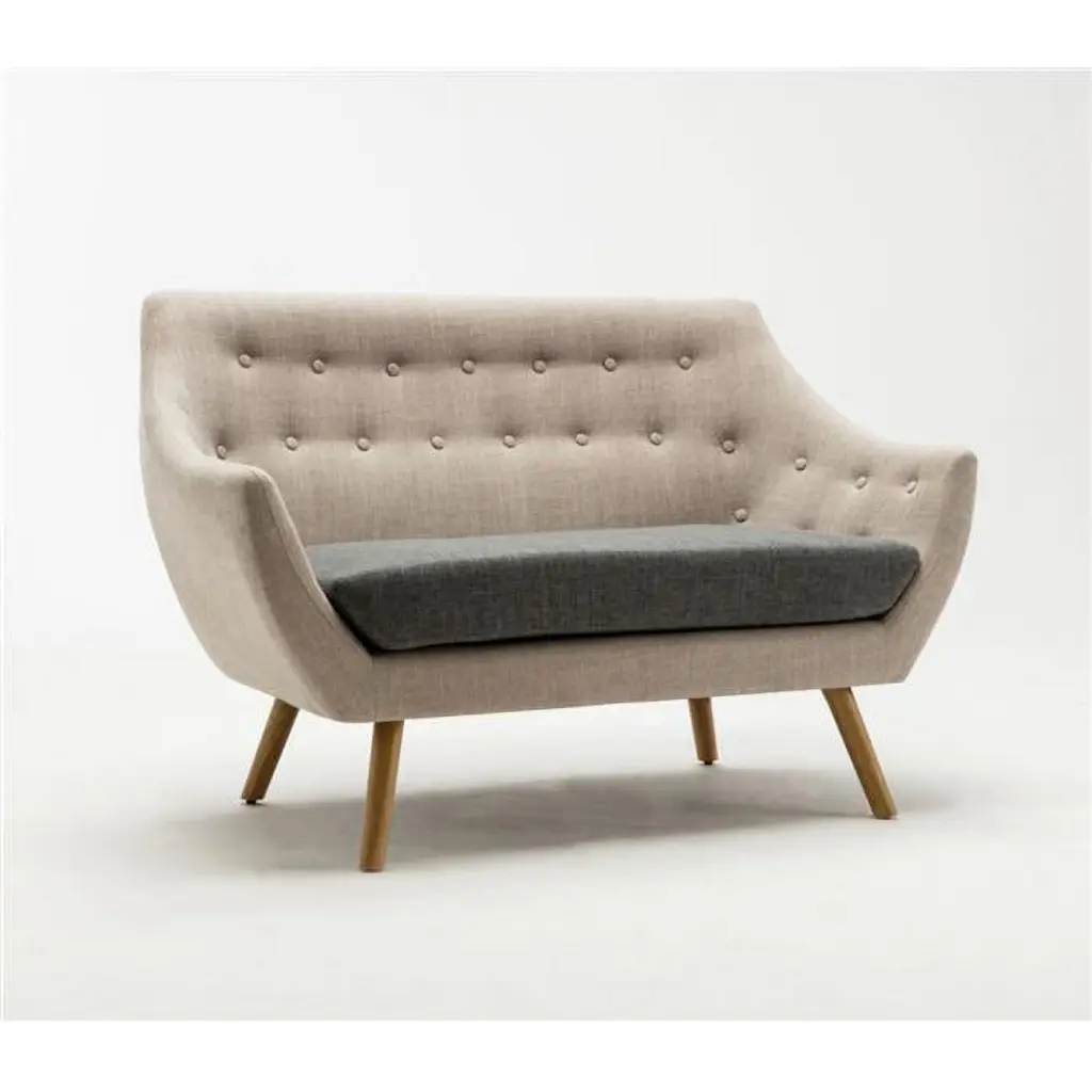 Boraam Wood Kara Tufted Loveseat Gray and Natural Finish