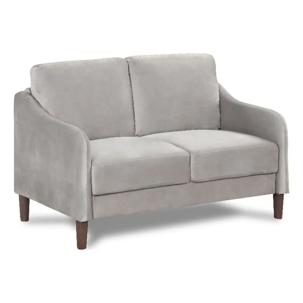 Bowery Hill Contemporary Velvet Fabric Loveseat Sofa Gray